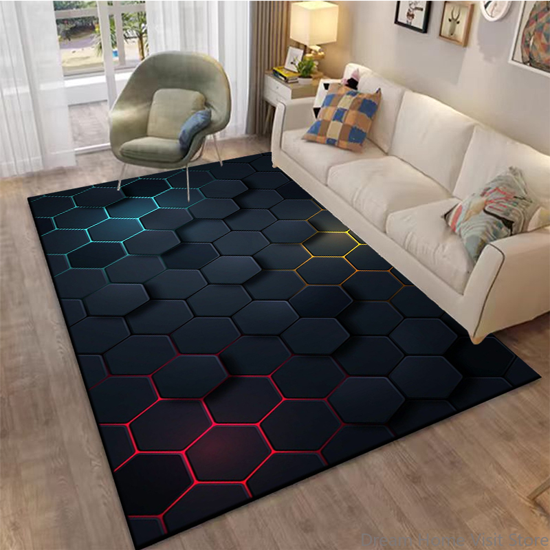 3D 추상 거울 기하학적 환상 카펫, 거실, 침실, 소 - Home Textiles Plaid 리뷰 및 가격