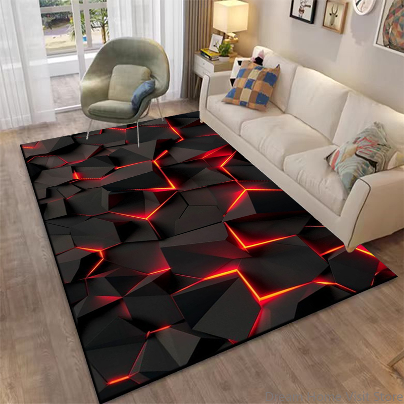 3D 추상 거울 기하학적 환상 카펫, 거실, 침실, 소 - Home Textiles Plaid 리뷰 및 가격