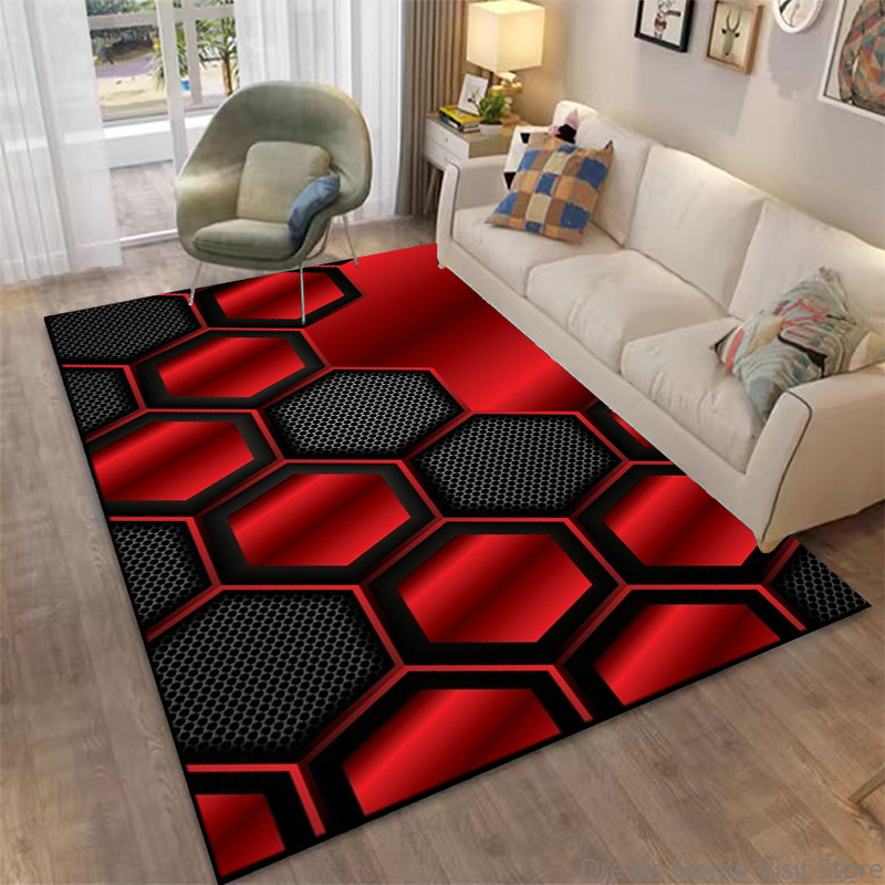 3D 추상 거울 기하학적 환상 카펫, 거실, 침실, 소 - Home Textiles Plaid 리뷰 및 가격