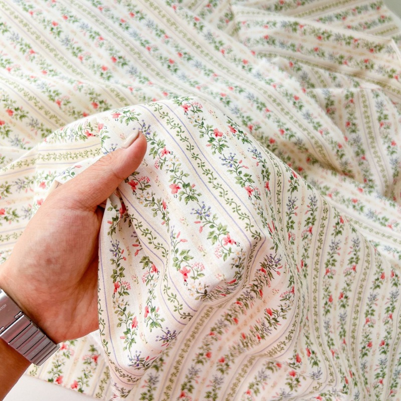 빈티지 꽃무늬 스트라이프 면직물 작은 꽃무늬 프린트 천 - Home Textiles Plaid 리뷰 및 가격
